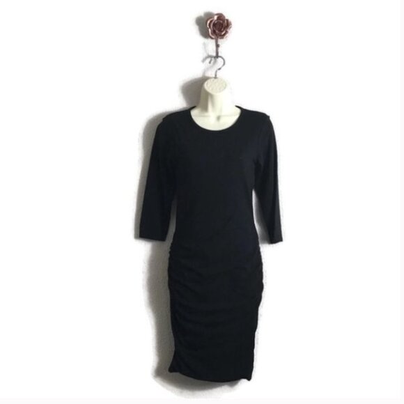 James Perse Black Ruched Midi Jersey Dress size 0/XS - Picture 12 of 16
